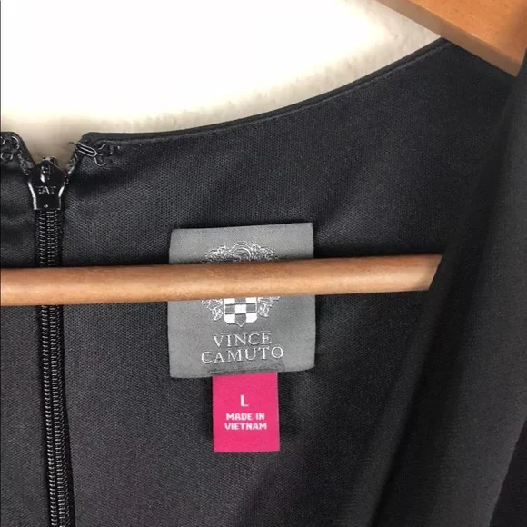 Vince Camuto Sleek V Neck Wrap Wide Palazzo Leg Black Jumpsuit ~L - Picture 6 of 7